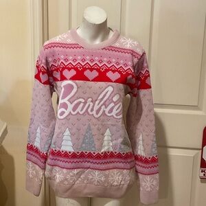 Barbie Festive Pink and Red Sweater. NWT. Medium. Holiday.